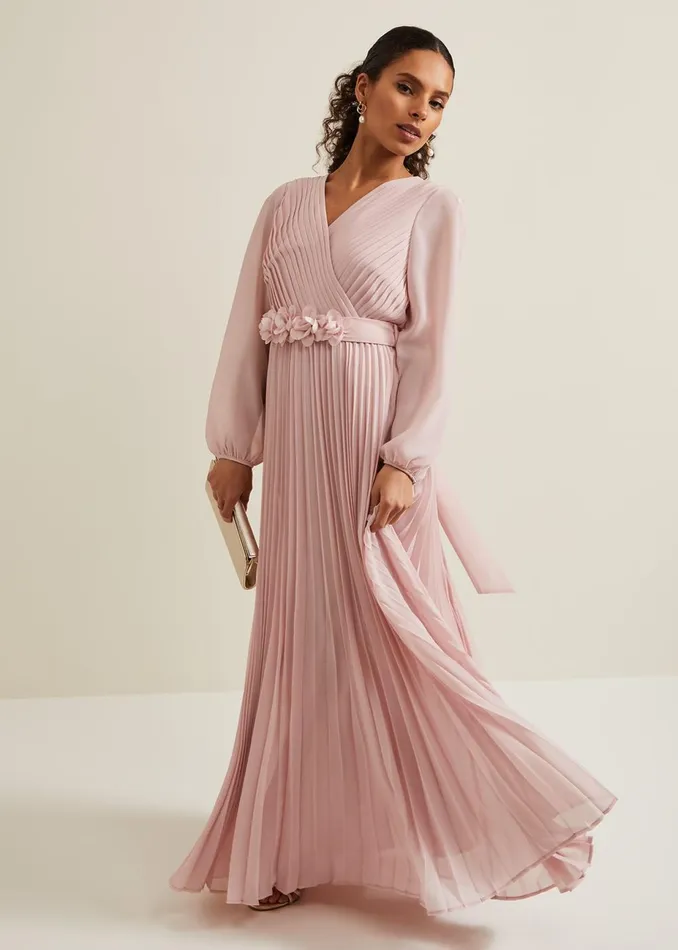 Women Phase Eight Occasion Dresses Petite Alecia Pleat Maxi Dress Antique Rose