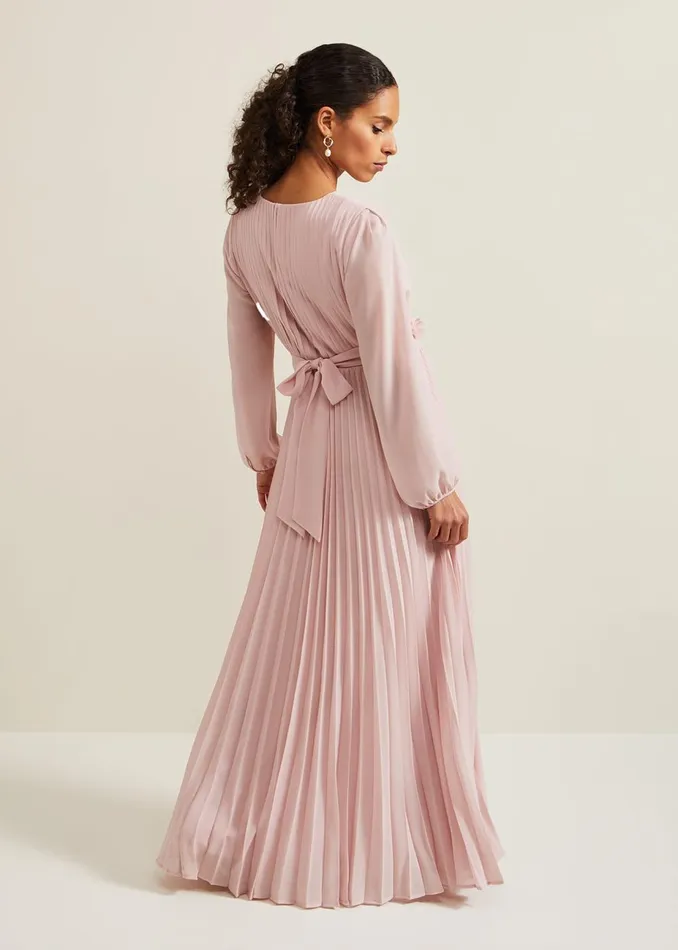 Women Phase Eight Occasion Dresses Petite Alecia Pleat Maxi Dress Antique Rose