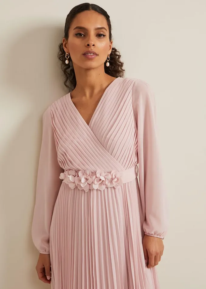 Women Phase Eight Occasion Dresses Petite Alecia Pleat Maxi Dress Antique Rose