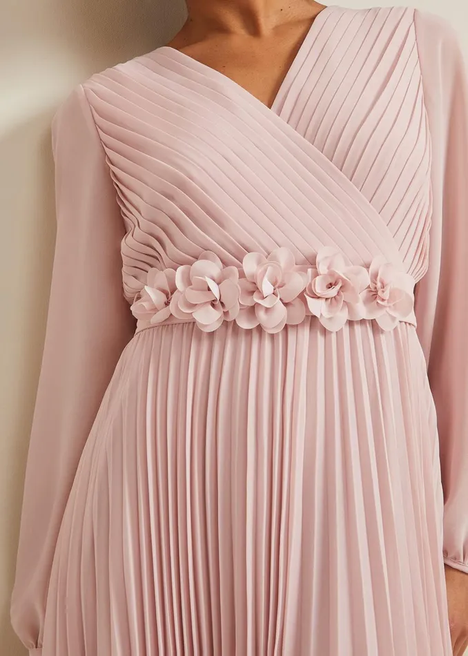 Women Phase Eight Occasion Dresses Petite Alecia Pleat Maxi Dress Antique Rose