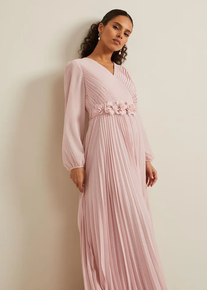 Women Phase Eight Occasion Dresses Petite Alecia Pleat Maxi Dress Antique Rose