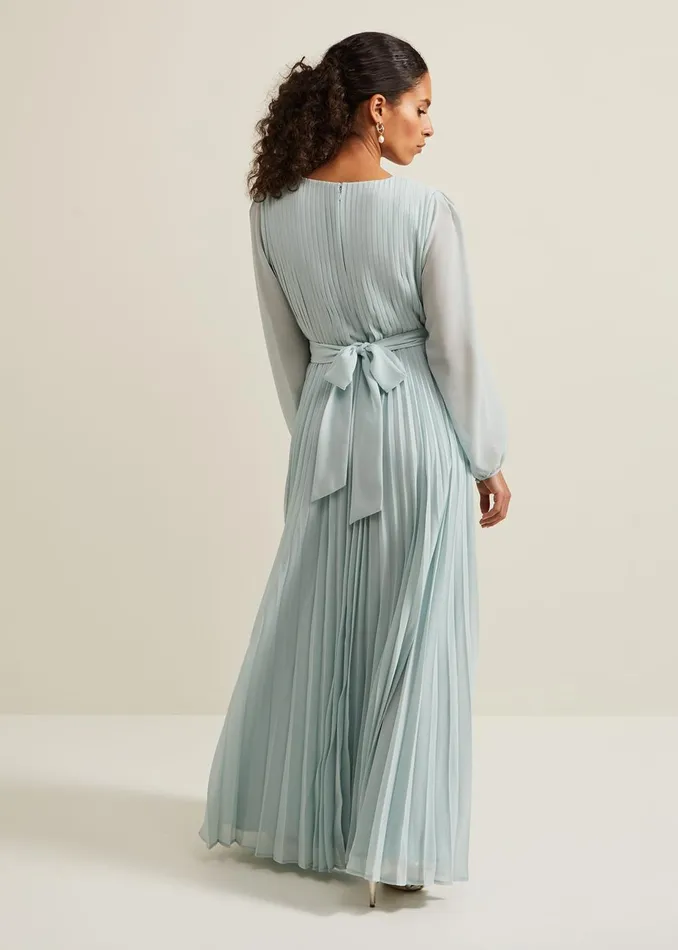 Women Phase Eight Occasion Dresses Petite Alecia Pleat Maxi Dress Pale Blue