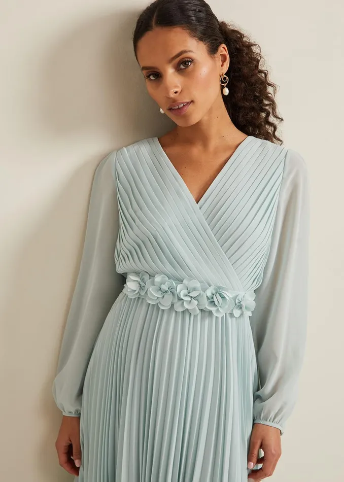 Women Phase Eight Occasion Dresses Petite Alecia Pleat Maxi Dress Pale Blue