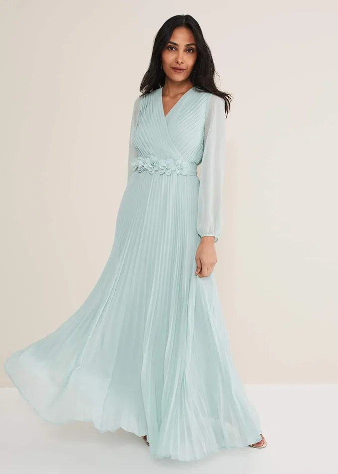 Women Phase Eight Occasion Dresses Petite Alecia Pleated Maxi Dress Peppermint