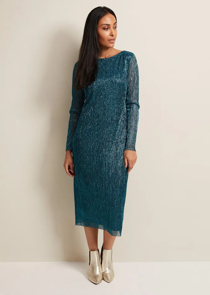 Women Phase Eight Occasion Dresses Petite Alix Plisse Dress Blue