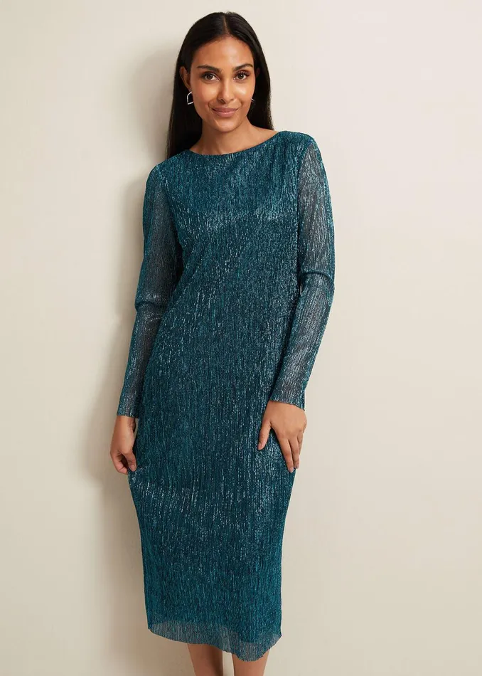 Women Phase Eight Occasion Dresses Petite Alix Plisse Dress Blue