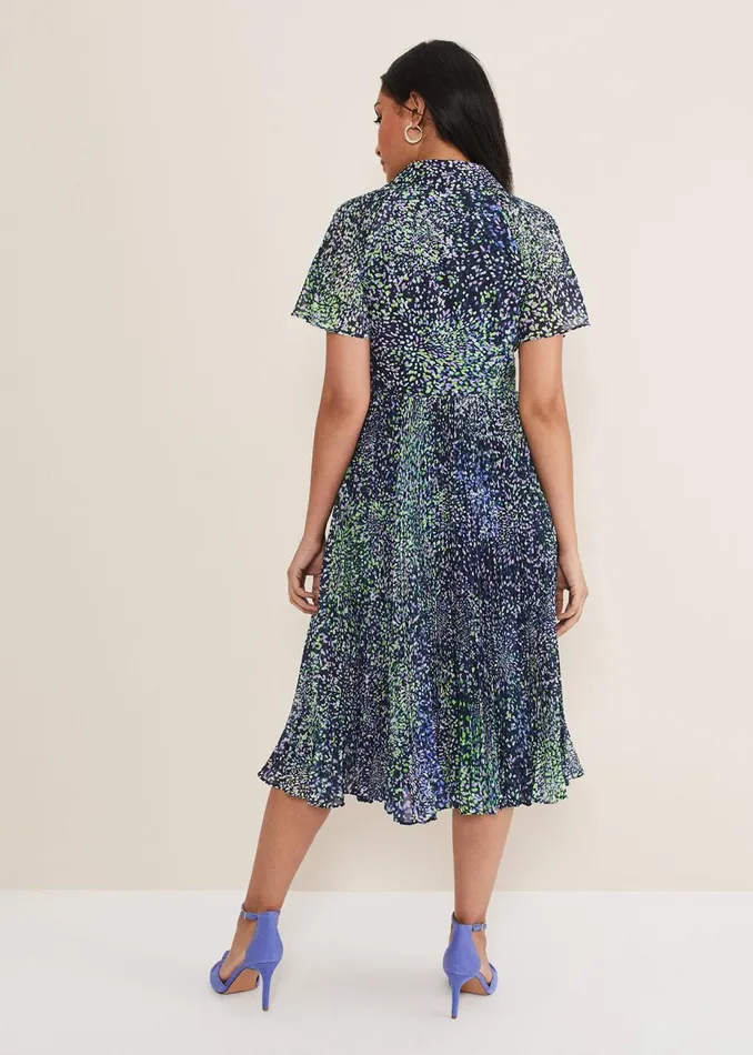 Women Phase Eight Occasion Dresses Petite Amelia Ditsy Shirt Midi Dress Navymulti