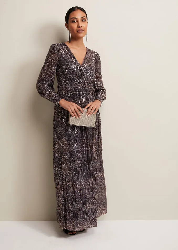 Women Phase Eight Occasion Dresses Petite Amily Sequin Maxi Dress Rose Gold