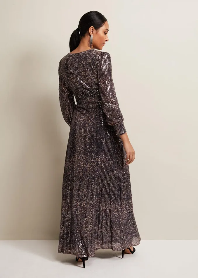 Women Phase Eight Occasion Dresses Petite Amily Sequin Maxi Dress Rose Gold