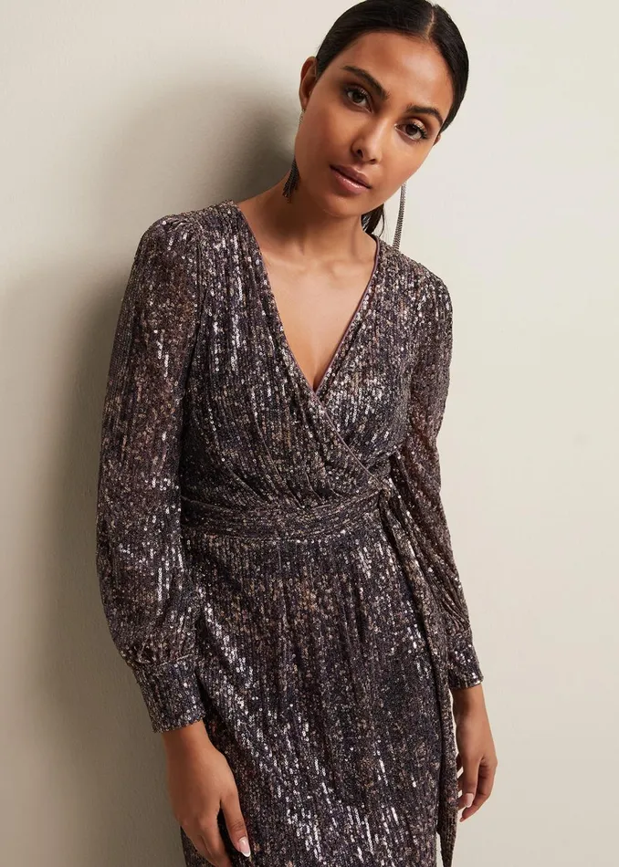 Women Phase Eight Occasion Dresses Petite Amily Sequin Maxi Dress Rose Gold