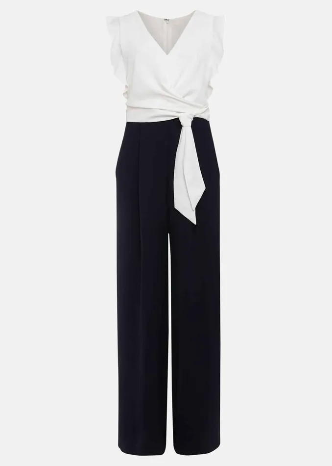 Women Phase Eight Occasion Dresses Petite Ayla Ruffle Colourblock Jumpsuit Navyivory