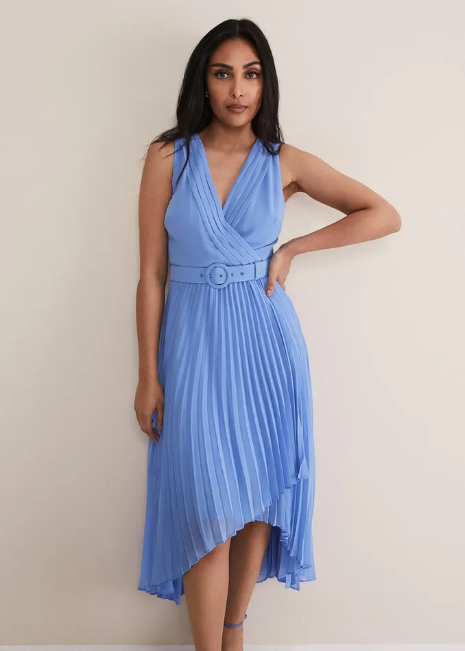 Women Phase Eight Occasion Dresses Petite Brianna Pleated Midaxi Dress Cornflower