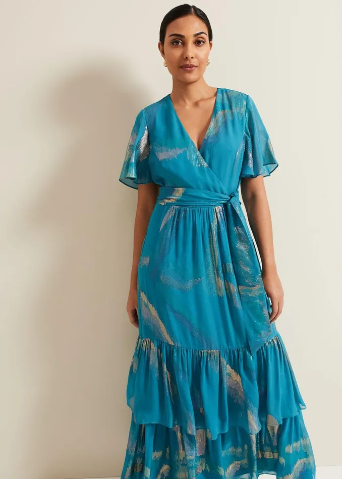 Women Phase Eight Occasion Dresses Petite Charissa Silk Maxi Dress Blue