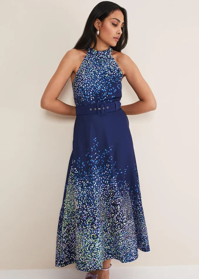 Women Phase Eight Occasion Dresses Petite Clea Ditsy Midi Dress French Navy Multi