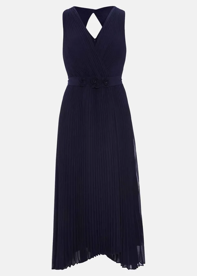 Women Phase Eight Occasion Dresses Petite Cressida Pleat Maxi Dress Navy