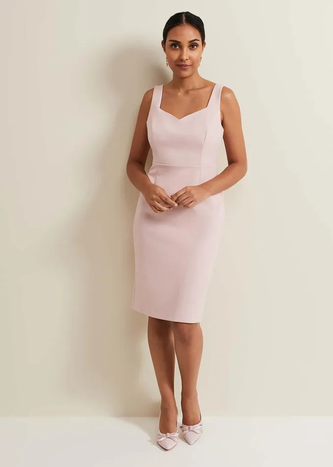 Women Phase Eight Occasion Dresses Petite Daisy Lace Midi Dress Pale Pink