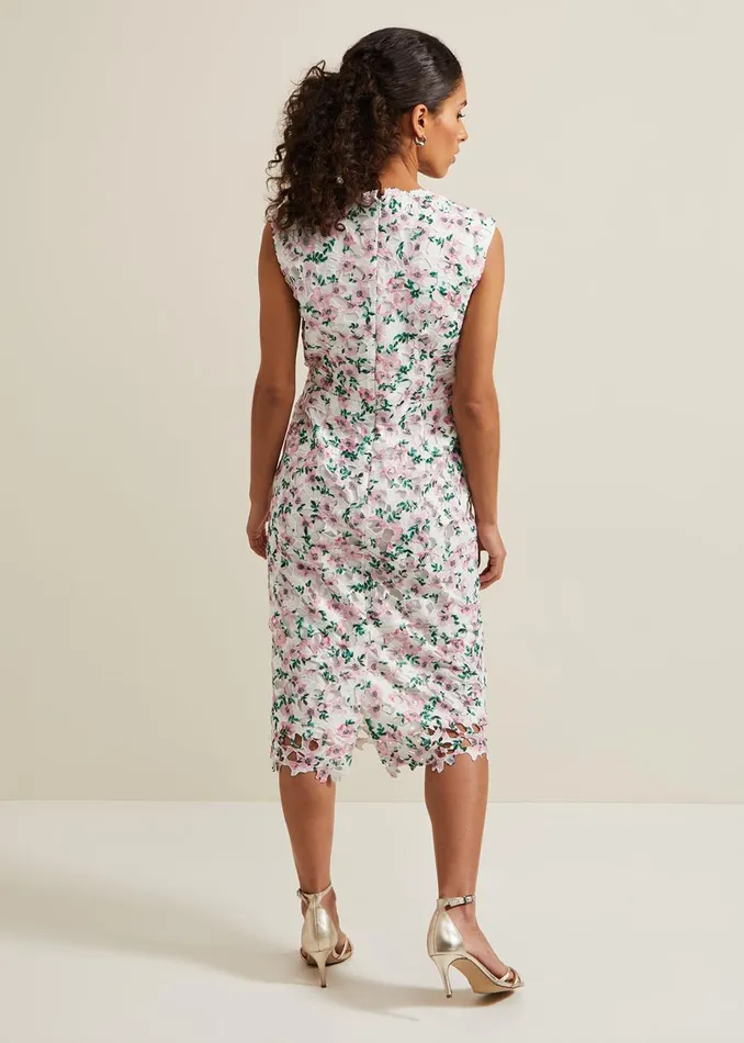 Women Phase Eight Occasion Dresses Petite Diana Floral Lace Midi Dress Multicoloured