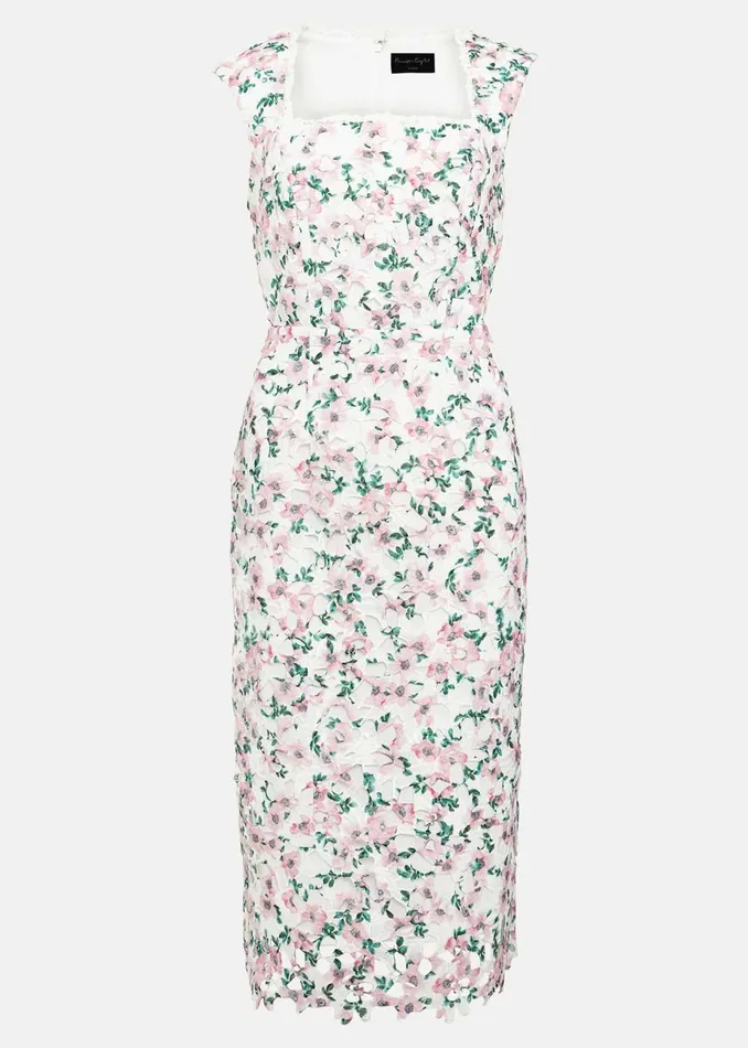 Women Phase Eight Occasion Dresses Petite Diana Floral Lace Midi Dress Multicoloured