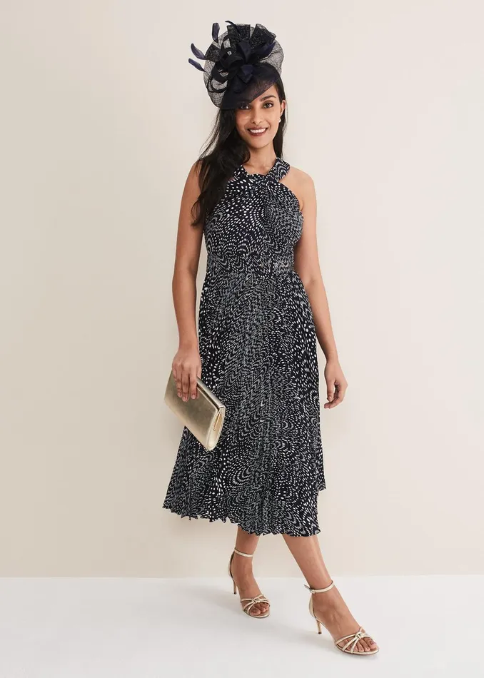 Women Phase Eight Occasion Dresses Petite Elsie Spot Dress Navyivory