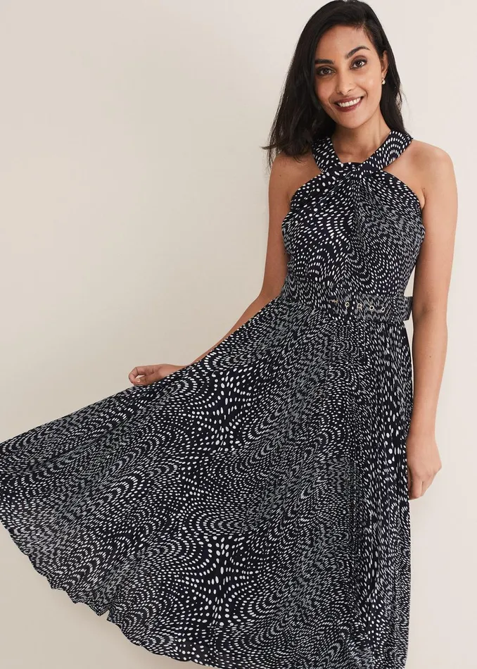 Women Phase Eight Occasion Dresses Petite Elsie Spot Dress Navyivory