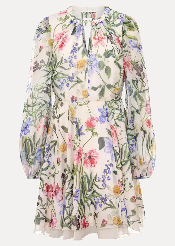 Women Phase Eight Occasion Dresses Petite Everleigh Chiffon Floral Mini Dress Ivorymulti