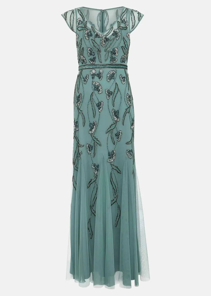 Women Phase Eight Occasion Dresses Petite Evonne Beaded Maxi Dress Light Green