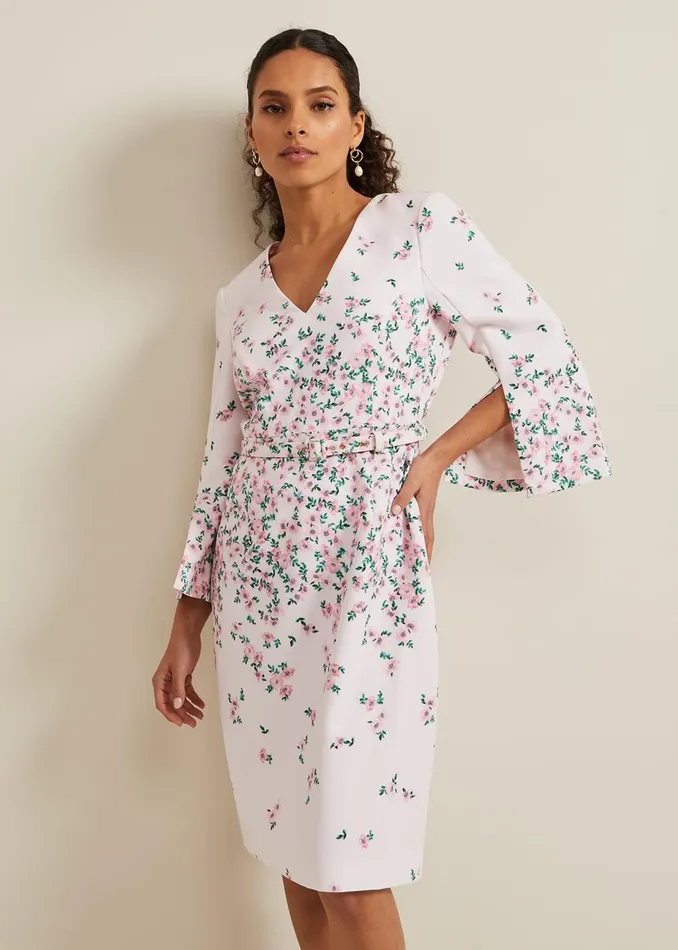 Women Phase Eight Occasion Dresses Petite Giovanna Floral Belted Dress Multicoloured