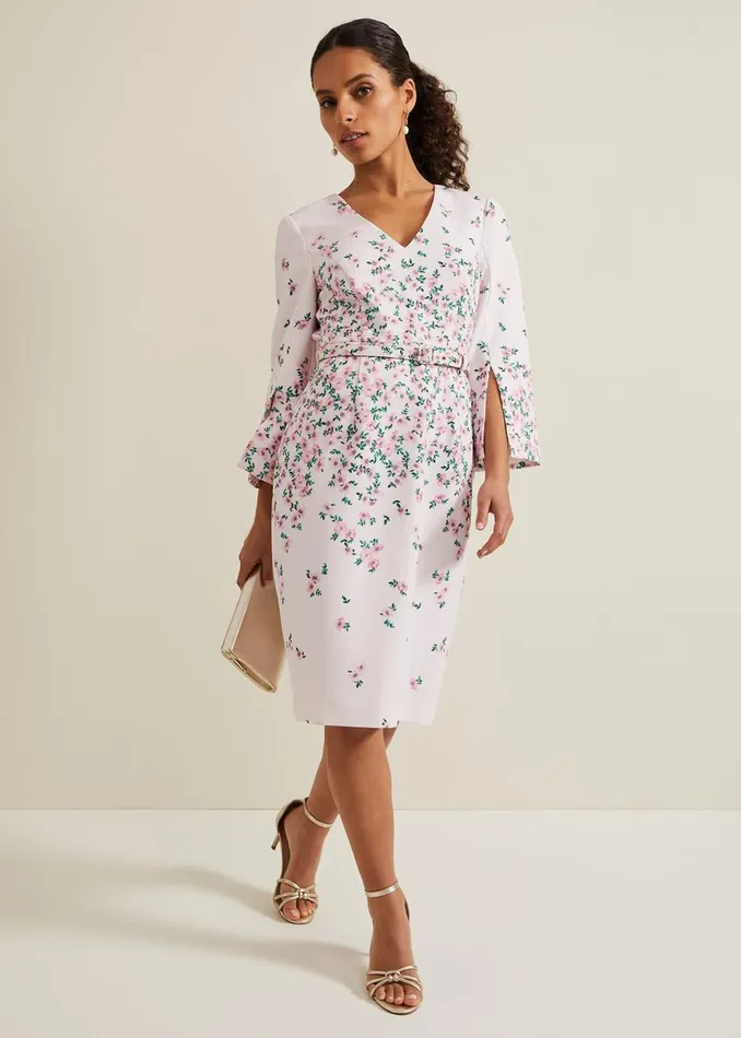 Women Phase Eight Occasion Dresses Petite Giovanna Floral Belted Dress Multicoloured