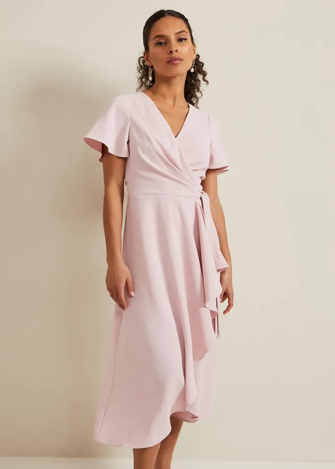 Women Phase Eight Occasion Dresses Petite Julissa Frill Wrap Dress Antique Rose