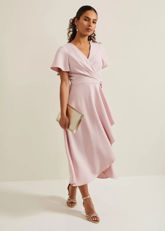Women Phase Eight Occasion Dresses Petite Julissa Frill Wrap Dress Antique Rose