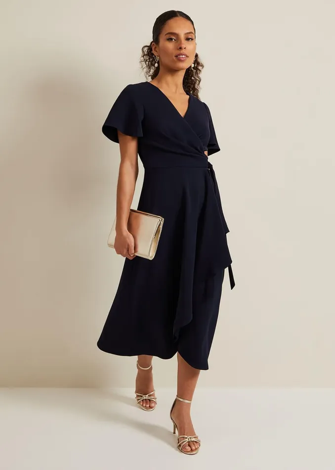 Women Phase Eight Occasion Dresses Petite Julissa Wrap Dress Navy