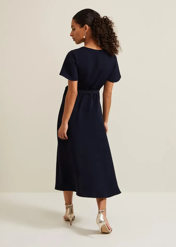 Women Phase Eight Occasion Dresses Petite Julissa Wrap Dress Navy