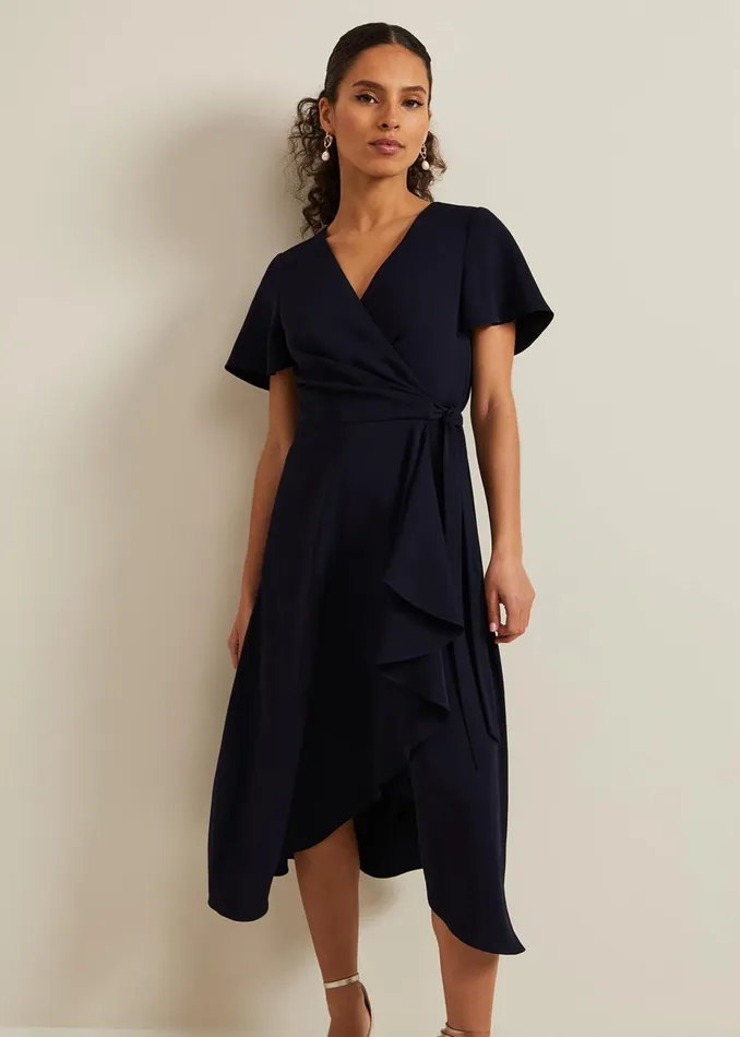 Women Phase Eight Occasion Dresses Petite Julissa Wrap Dress Navy