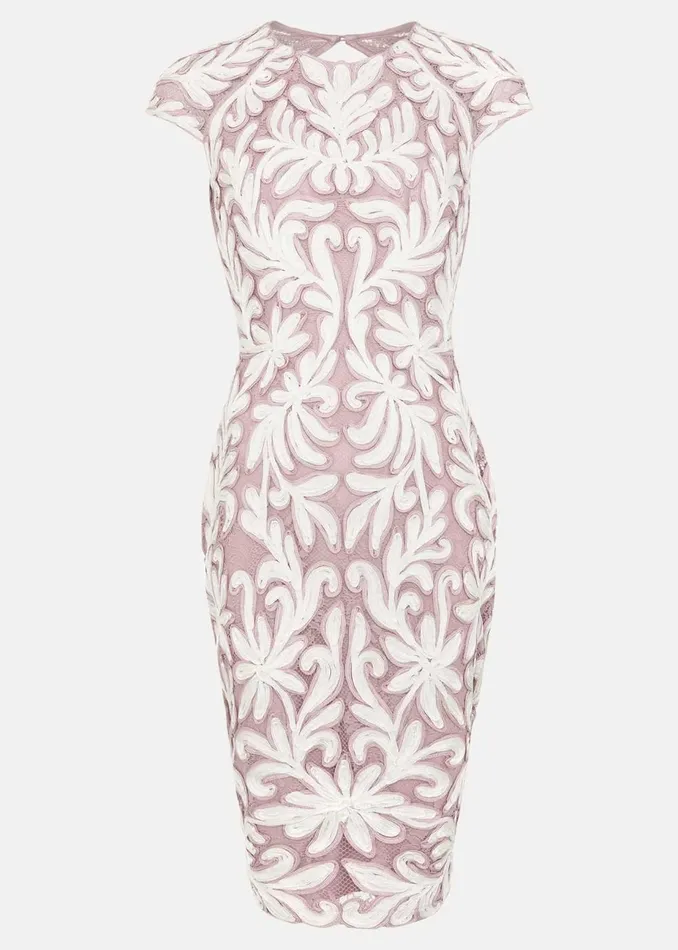 Women Phase Eight Occasion Dresses Petite Karima Tapework Midi Dress Pale Pink