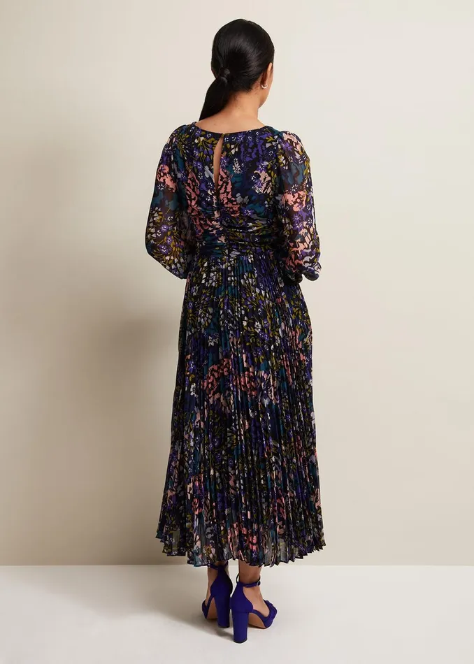 Women Phase Eight Occasion Dresses Petite Kindra Floral Pleated Midi Dress Multicoloured