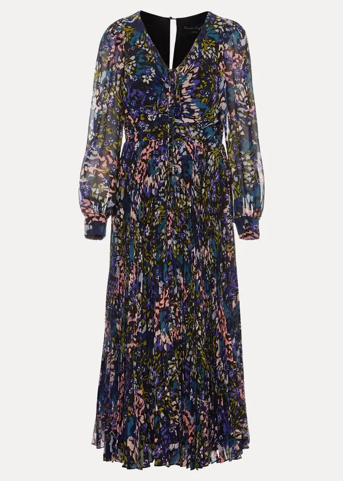 Women Phase Eight Occasion Dresses Petite Kindra Floral Pleated Midi Dress Multicoloured