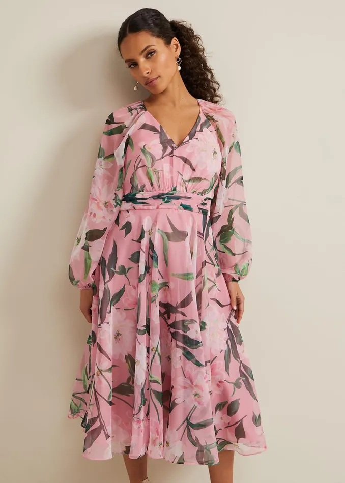 Women Phase Eight Occasion Dresses Petite Lina Printed Midi Dress Multicoloured