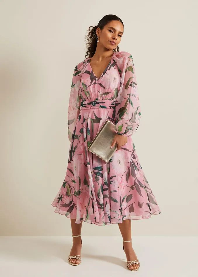 Women Phase Eight Occasion Dresses Petite Lina Printed Midi Dress Multicoloured