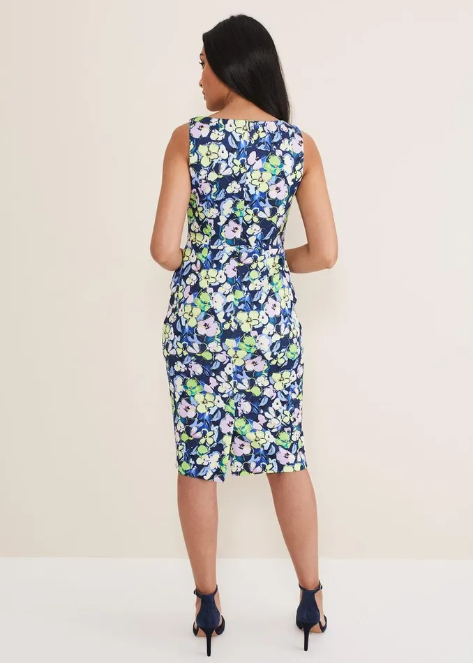 Women Phase Eight Occasion Dresses Petite Loretta Printed Scuba Dress French Navy Multi