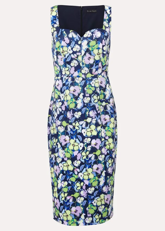 Women Phase Eight Occasion Dresses Petite Loretta Printed Scuba Dress French Navy Multi