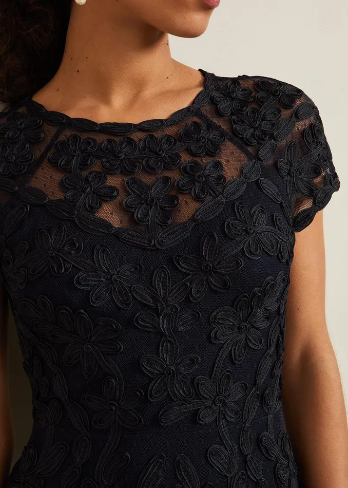 Women Phase Eight Occasion Dresses Petite Luana Tapework Maxi Dress Navy