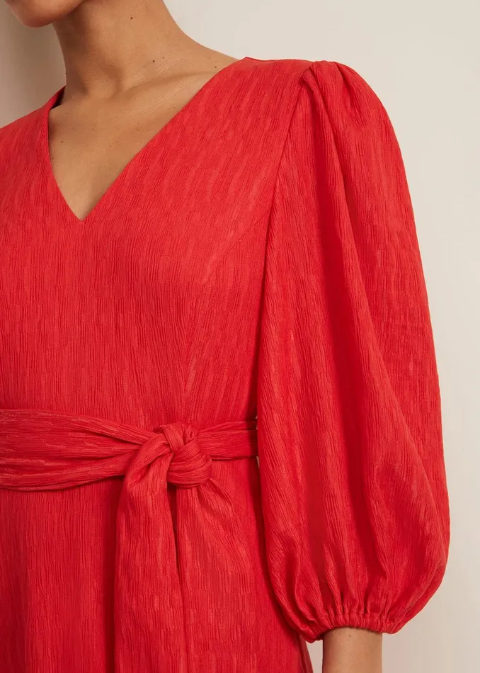 Women Phase Eight Occasion Dresses Petite Marilyn Puff Sleeve Midi Dress Orange