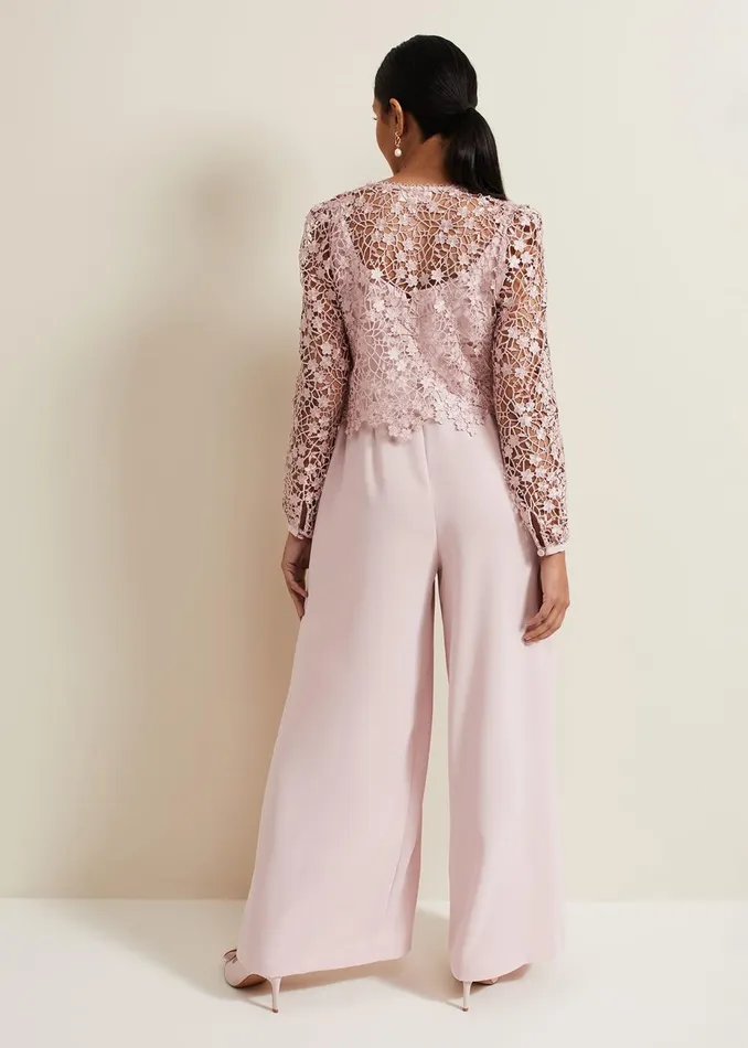 Women Phase Eight Occasion Dresses Petite Mariposa Pale Pink Lace Jumpsuit Pale Pink