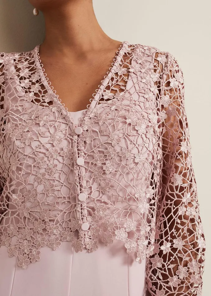 Women Phase Eight Occasion Dresses Petite Mariposa Pale Pink Lace Jumpsuit Pale Pink