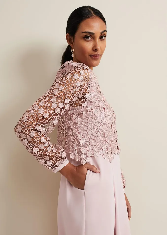Women Phase Eight Occasion Dresses Petite Mariposa Pale Pink Lace Jumpsuit Pale Pink