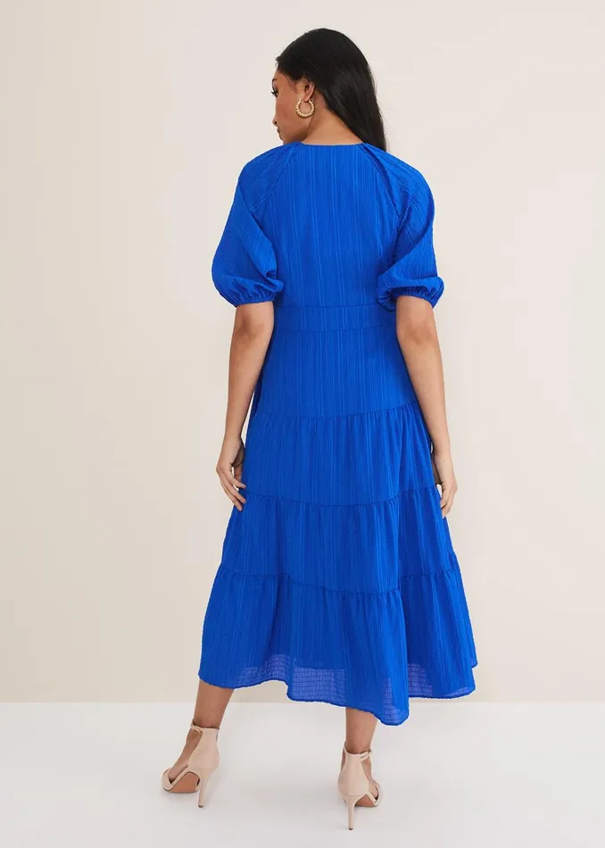 Women Phase Eight Occasion Dresses Petite Morven Blue Wrap Midi Dress Cobalt