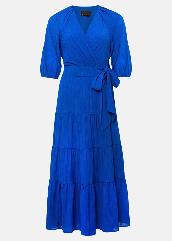 Women Phase Eight Occasion Dresses Petite Morven Blue Wrap Midi Dress Cobalt