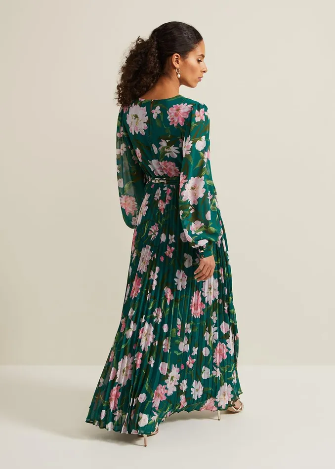 Women Phase Eight Occasion Dresses Petite Rosa Floral Pleat Maxi Dress Multicoloured