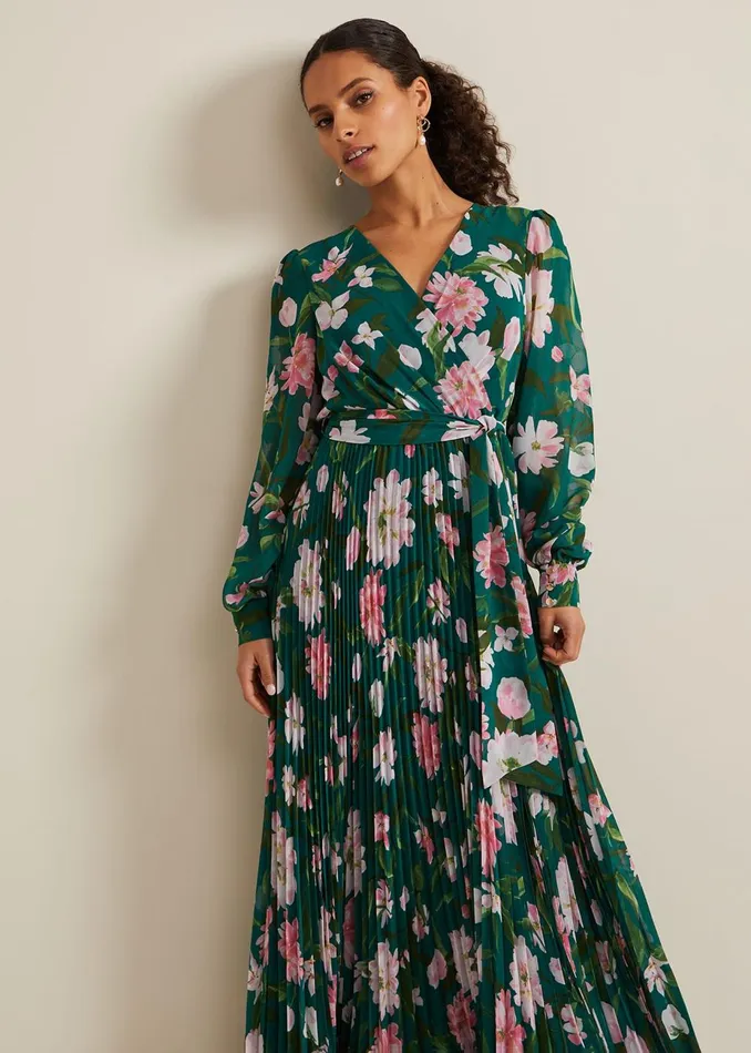 Women Phase Eight Occasion Dresses Petite Rosa Floral Pleat Maxi Dress Multicoloured