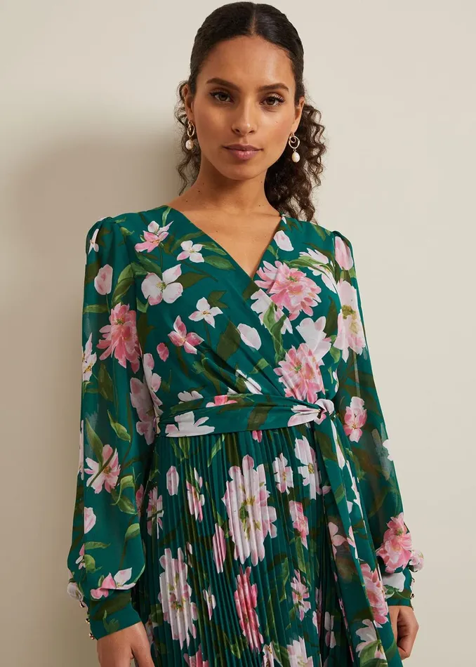 Women Phase Eight Occasion Dresses Petite Rosa Floral Pleat Maxi Dress Multicoloured
